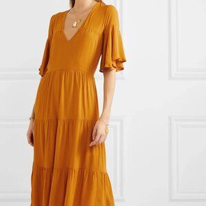 Faithfull the Brand - Melia Tiered Crepe Midi Dress - Size 6